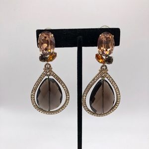 Philippe Ferrandis rhinestone dangle clip on earrings